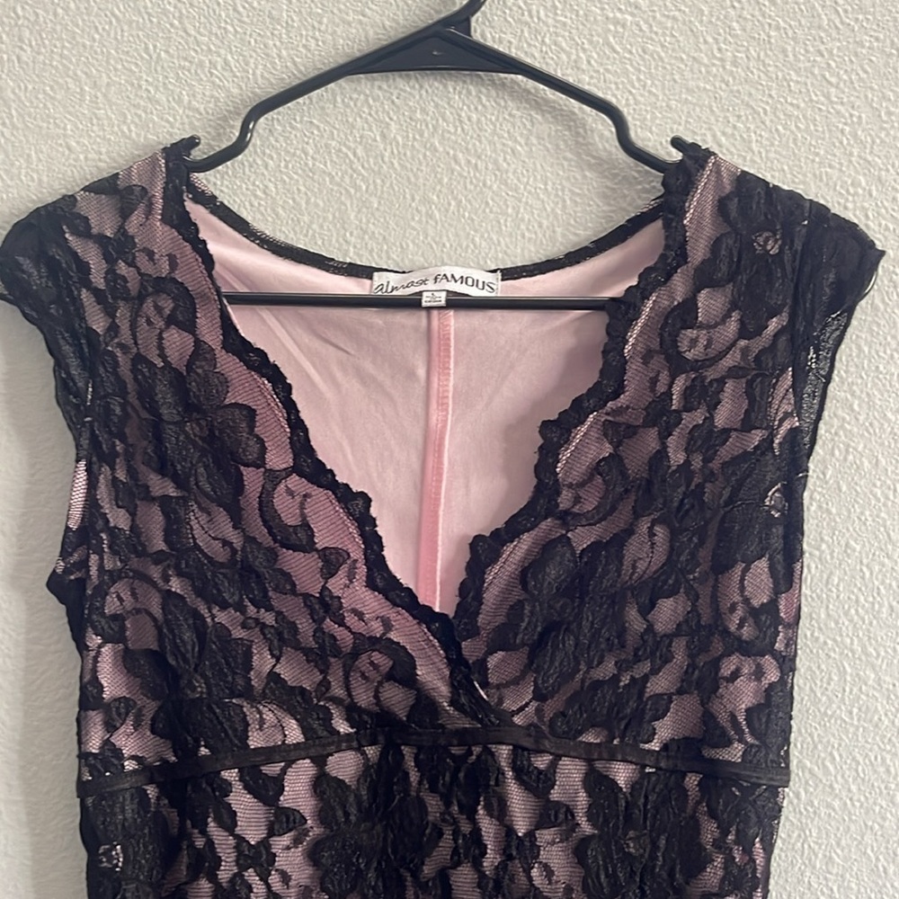 Almost Famous Midi Black Lace Dress Size Large - Picture 2 of 10